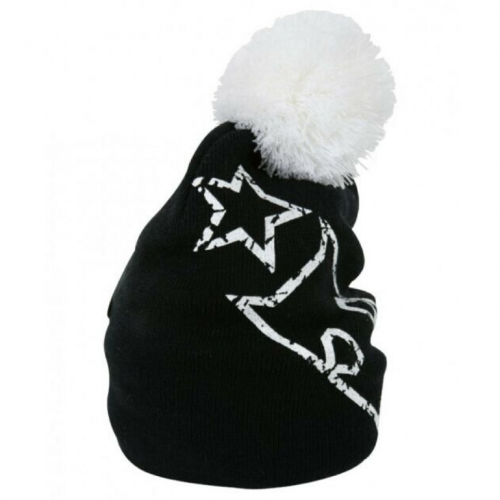 Image of HALVARSSONS KNIT BALL BEANIE BOBBLE HAT - BLACK