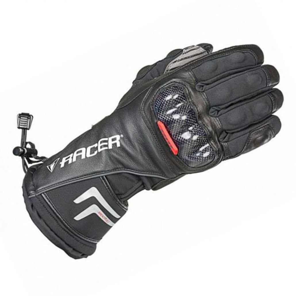 Image of RACER CARBON WATERPROOF GLOVES - BLACK