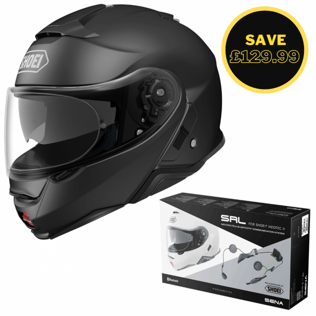 Image of SHOEI NEOTEC 2 - MATT BLACK + SENA SRL BUNDLE