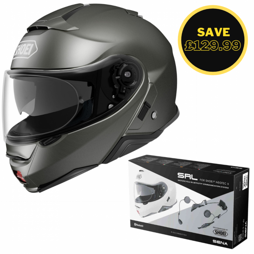 Image of SHOEI NEOTEC 2 - PLAIN ANTHRACITE + SENA SRL BUNDLE